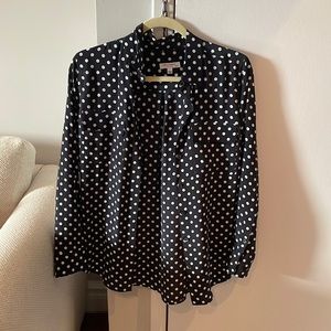 Equipment Black Polka Dot Blouse, XS